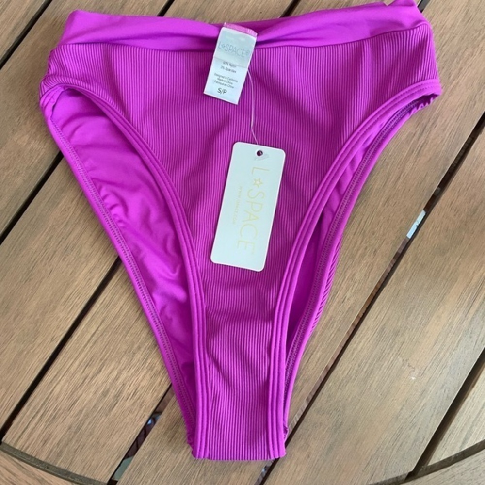L*SPACE Bikini Bottom (pitaya purple) high waisted Frenchi ribbed